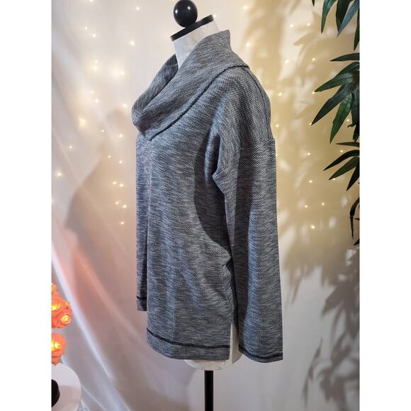 T by Talbots Chevron Spacedye Cowl Neck Knit Sweatshirt Top Womens Size M Active - Picture 2 of 10
